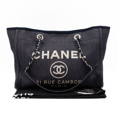 Deauville Medium Tote Dark Blue Canvas