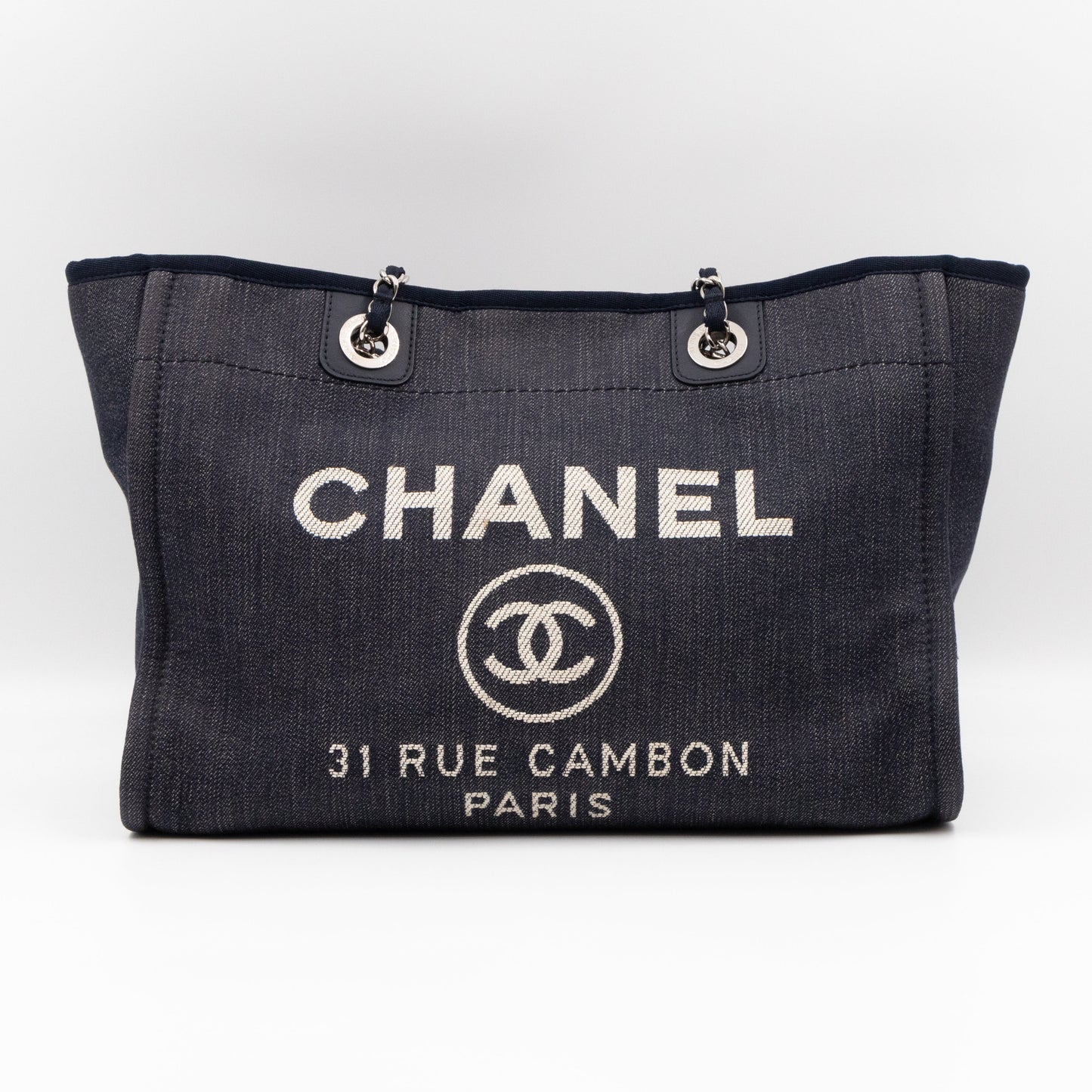 Deauville Medium Tote Dark Blue Canvas