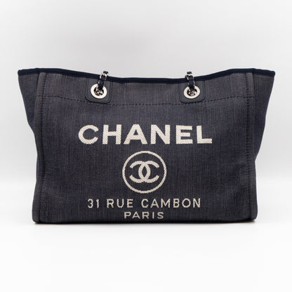 Deauville Medium Tote Dark Blue Canvas