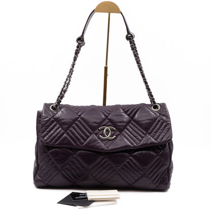 In & Out Flap Bag Maxi Purple Lambskin