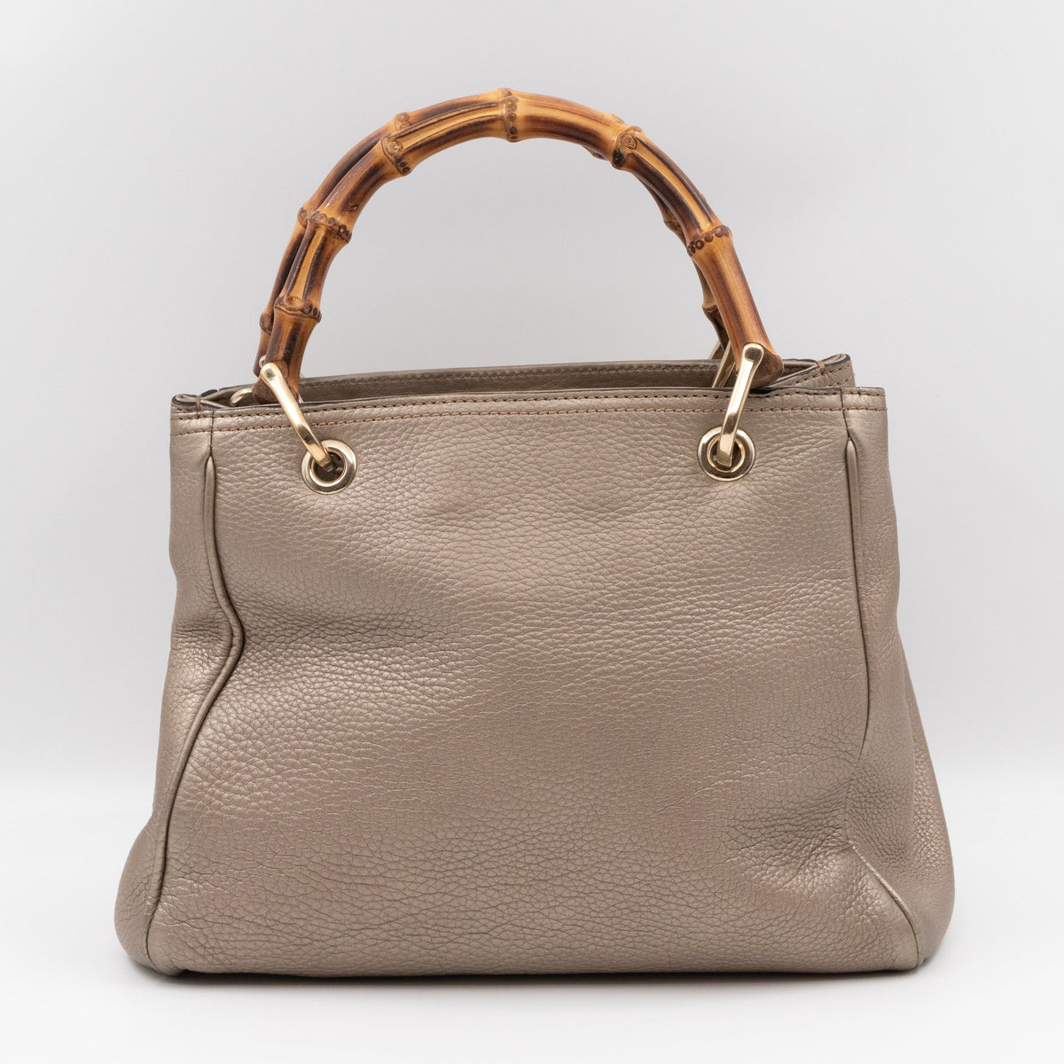 Bamboo Handle Tote Bag Champagne