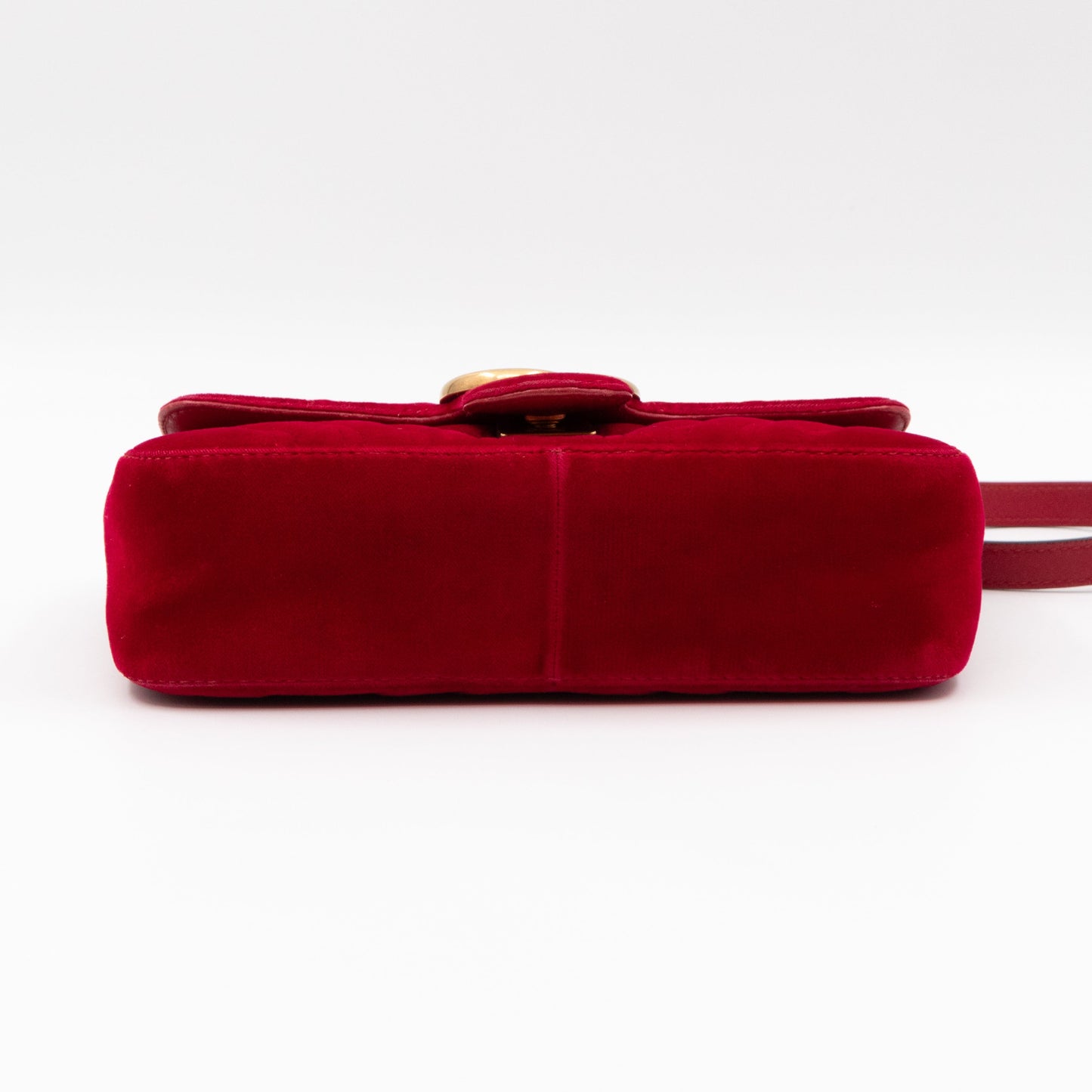 GG Marmont Flap Mini Red Velvet Aged Gold
