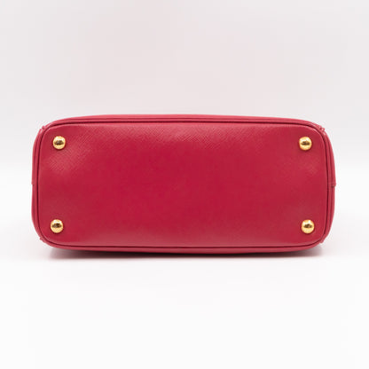 Galleria Medium Double Zip Pink Saffiano Vernice