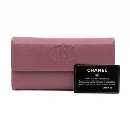 Continental Flap Wallet Mauve Caviar