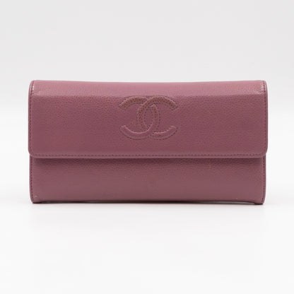 Continental Flap Wallet Mauve Caviar