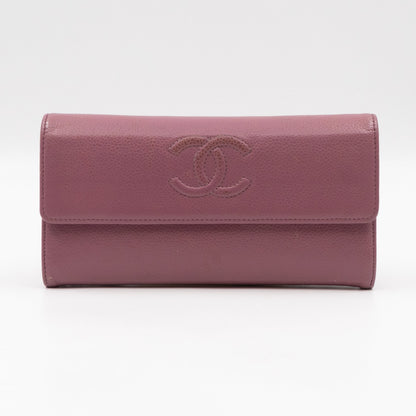 Continental Flap Wallet Mauve Caviar