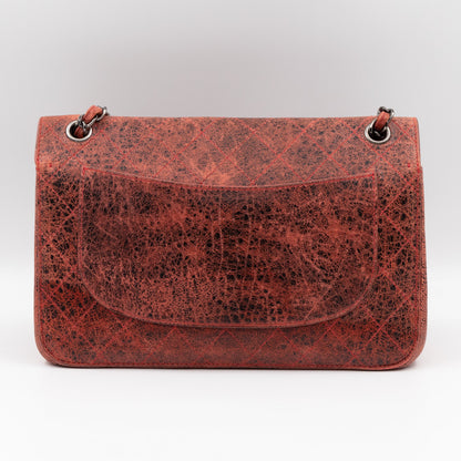 Classic Double Flap Jumbo Red Crackled Leather