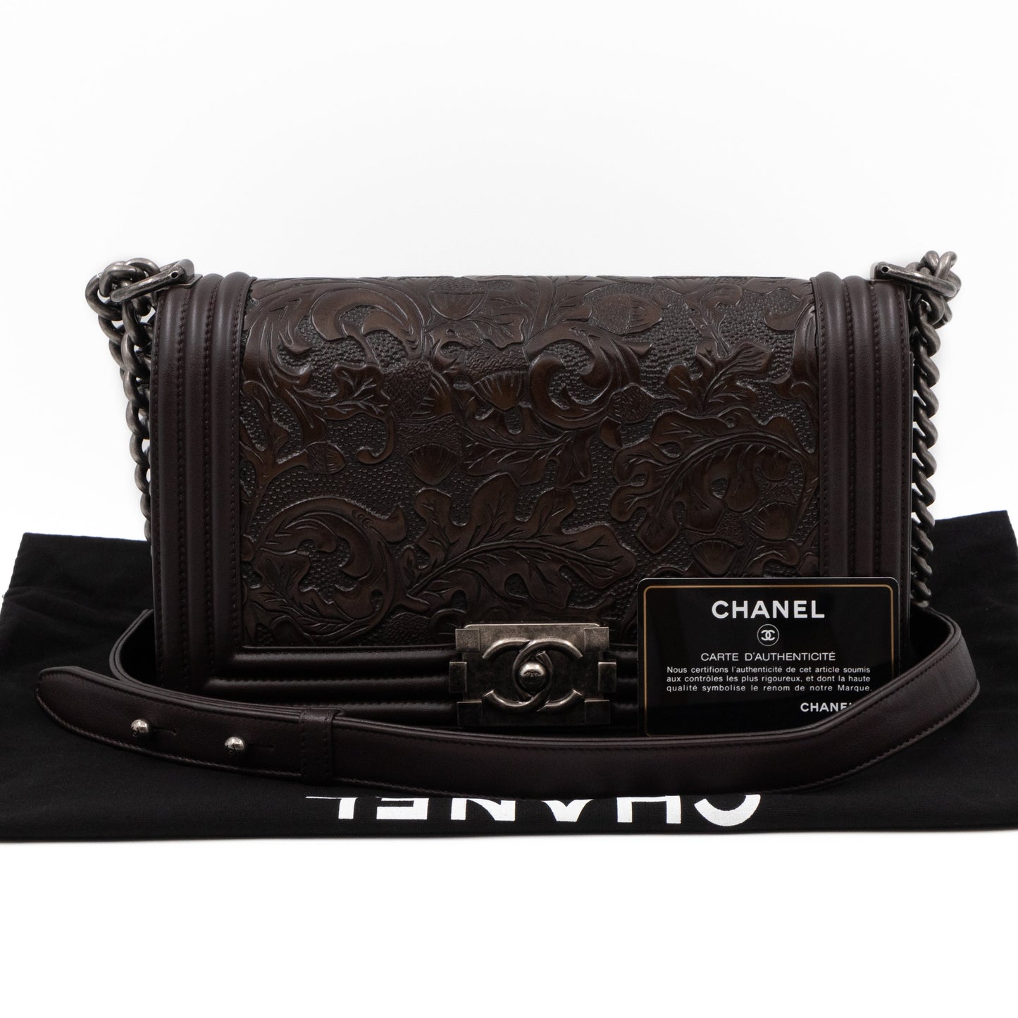 Cordoba Boy Bag Medium Dallas Paris Brown Engraved Leather