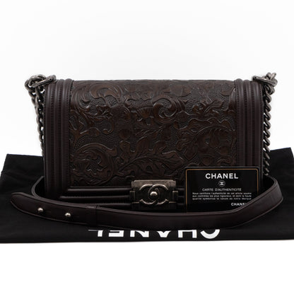 Cordoba Boy Bag Medium Dallas Paris Brown Engraved Leather