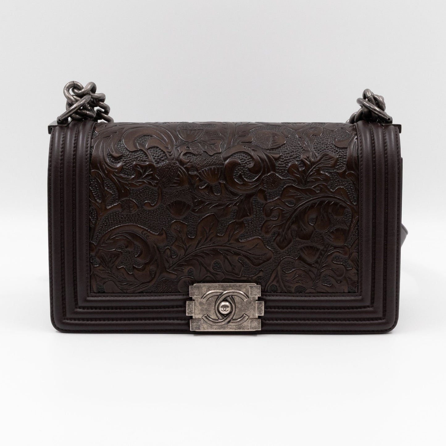 Cordoba Boy Bag Medium Dallas Paris Brown Engraved Leather