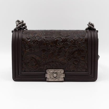 Cordoba Boy Bag Medium Dallas Paris Brown Engraved Leather