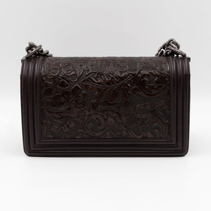 Cordoba Boy Bag Medium Dallas Paris Brown Engraved Leather