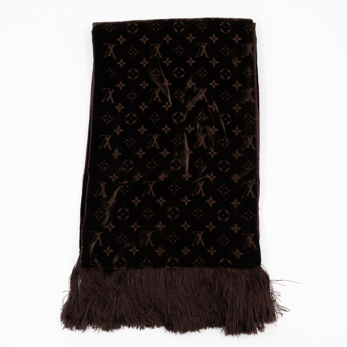Louis-vuitton Velvet Stole Scarf Brown