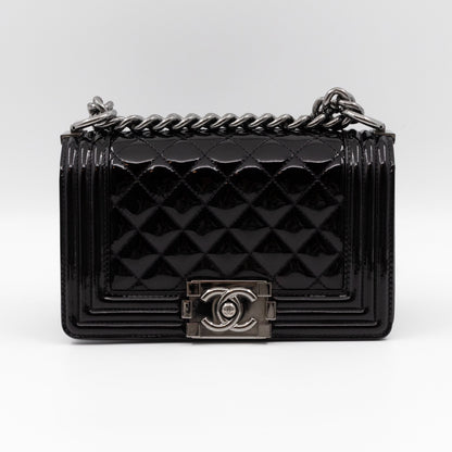 Boy Bag Small Black Metallic Patent Leather
