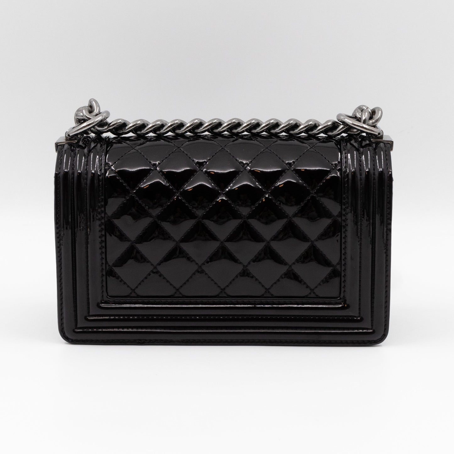 Boy Bag Small Black Metallic Patent Leather