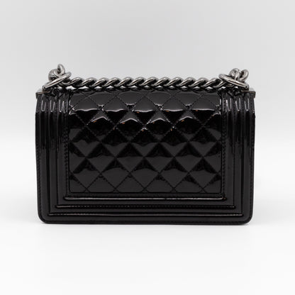 Boy Bag Small Black Metallic Patent Leather
