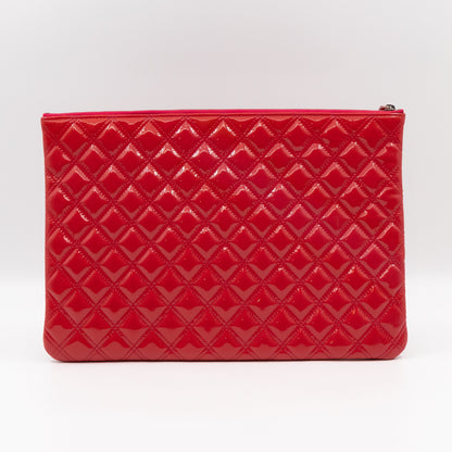 Classic Large O Case Red Patent Leather Double Stitching