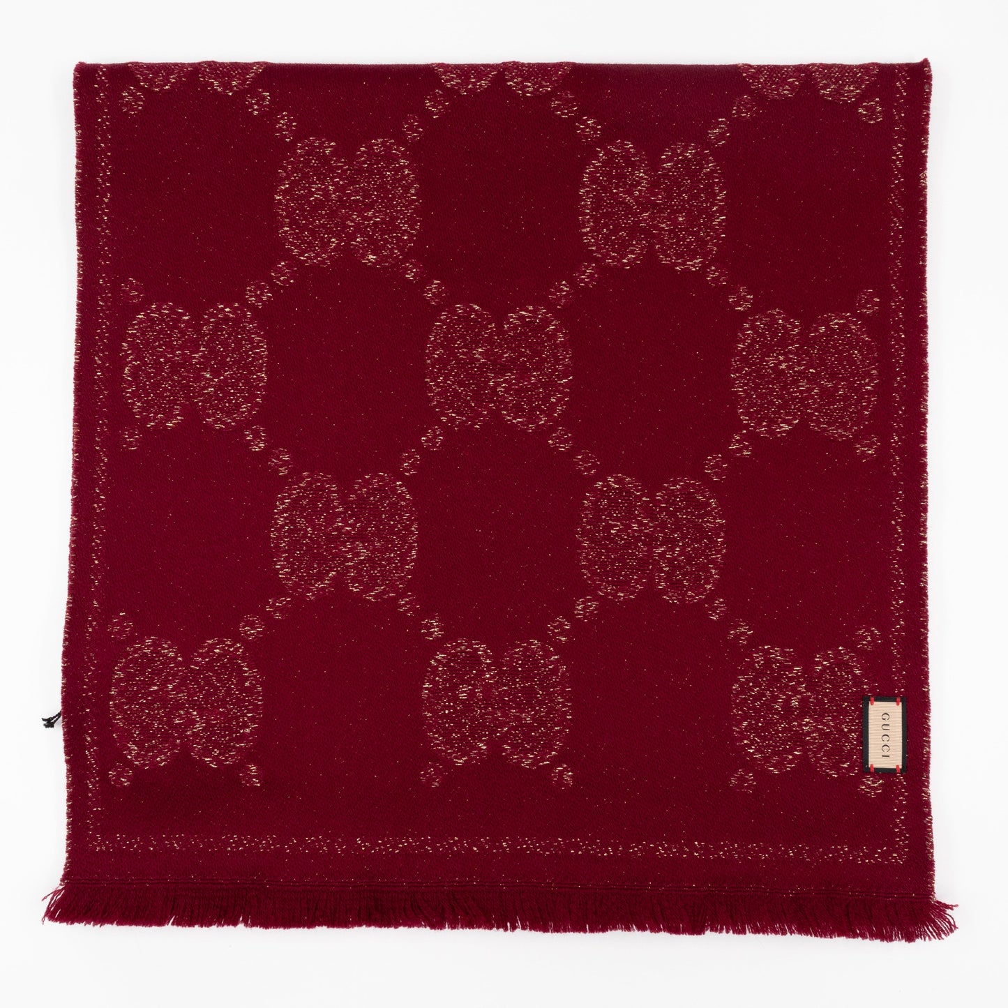 GG Jacquard Knitted Lady Nest Lux Scarf Red & Gold