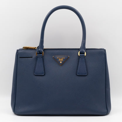 Galleria Small Double Zip Blue Saffiano