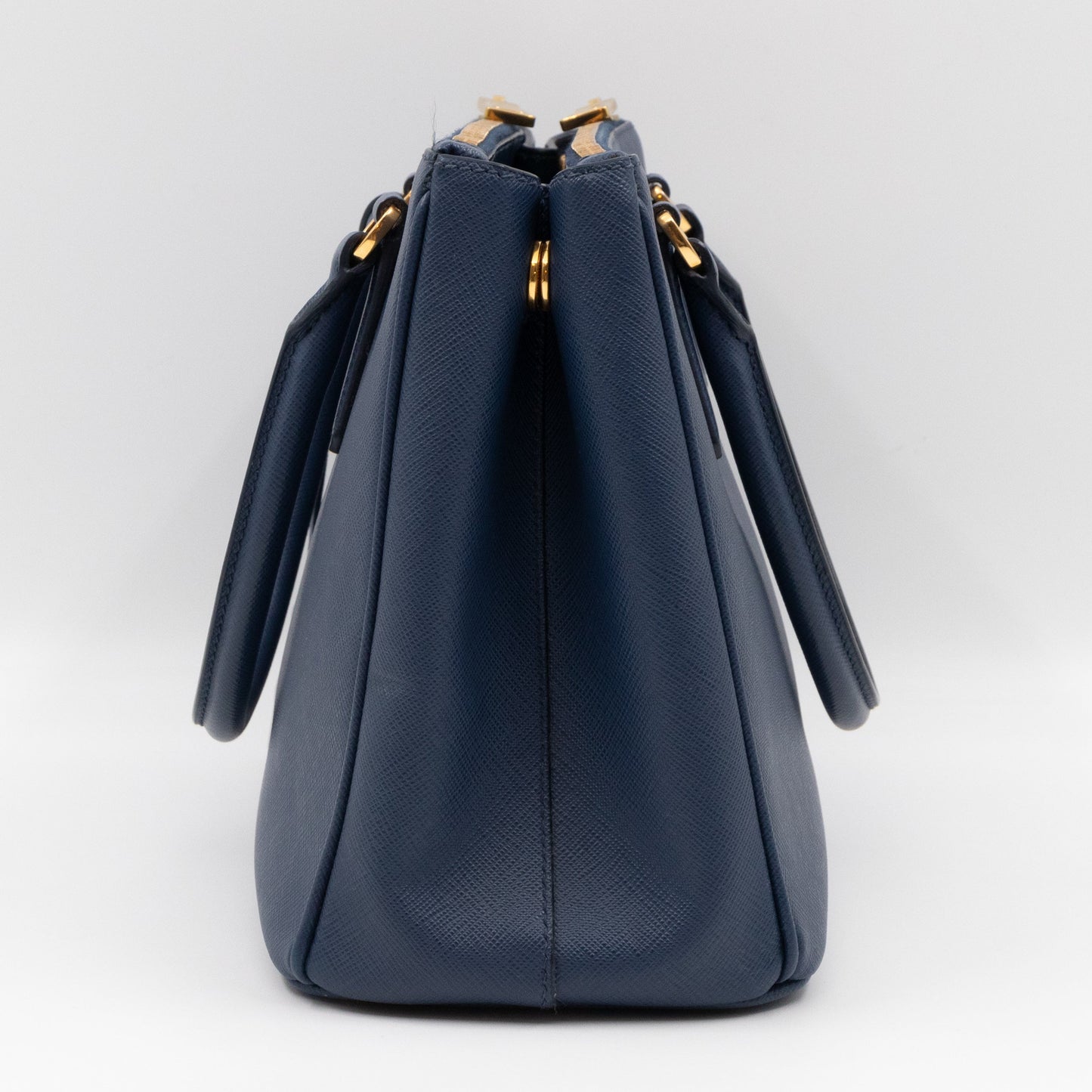 Galleria Small Double Zip Blue Saffiano