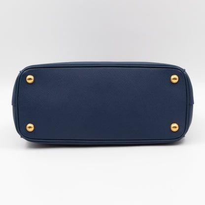 Galleria Small Double Zip Blue Saffiano
