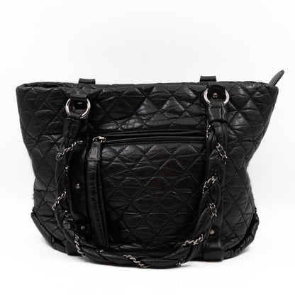 Lady Braid Shopping Tote Black Leather