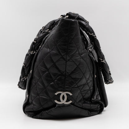 Lady Braid Shopping Tote Black Leather