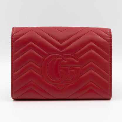 GG Marmont Matelasse Chain Wallet Red Leather