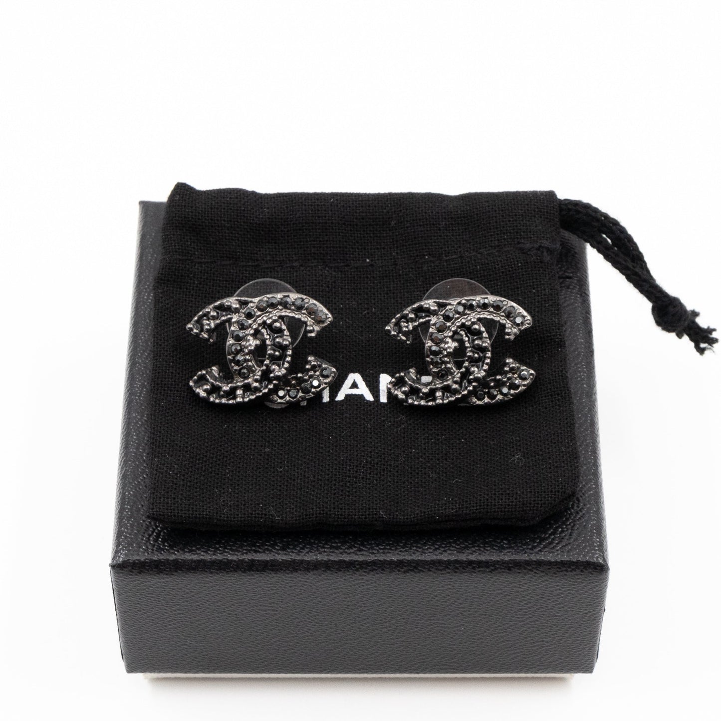 CC Crystal Earrings Ruthenium Black