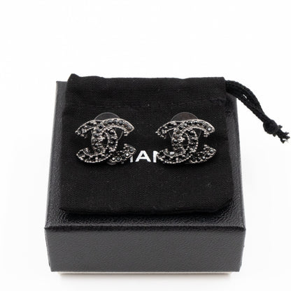 CC Crystal Earrings Ruthenium Black