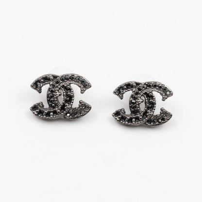 CC Crystal Earrings Ruthenium Black