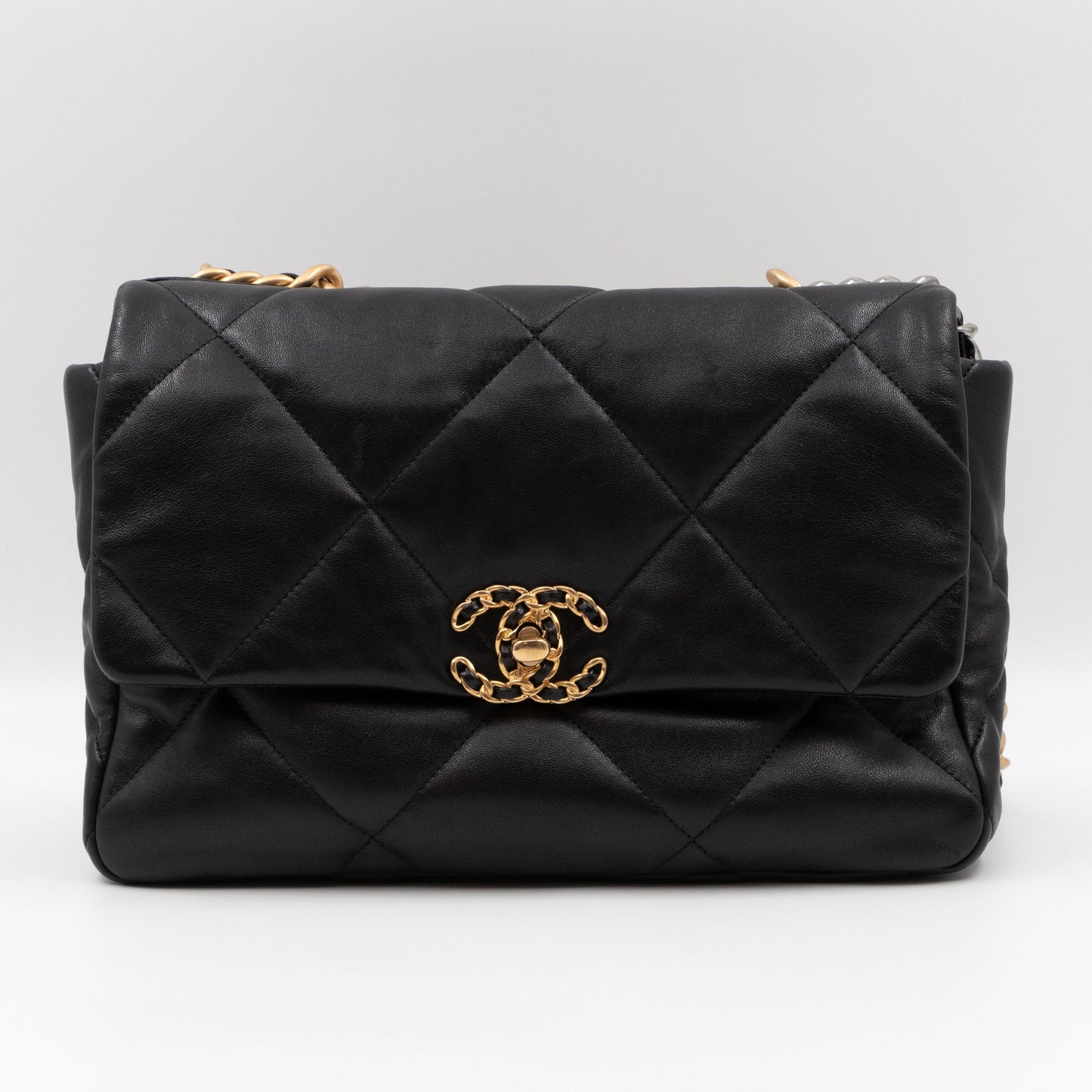 Chanel 19 Large Black Shiny Lambskin
