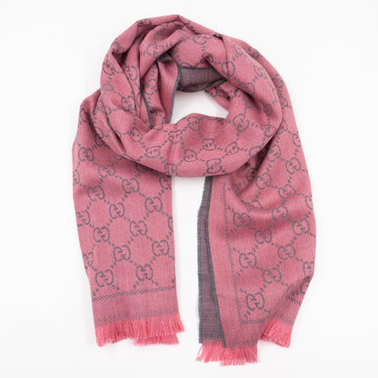 GG Wool Scarf Pink Graphite