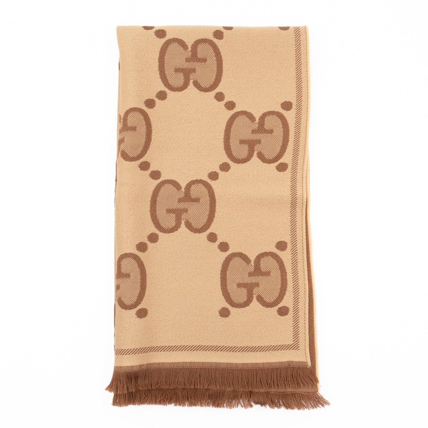 GG Wool Jacquard Scarf Beige & Brown