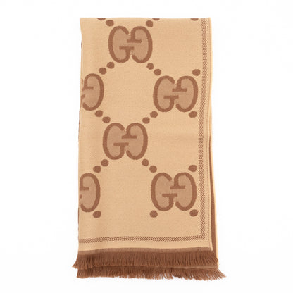 GG Wool Jacquard Scarf Beige & Brown