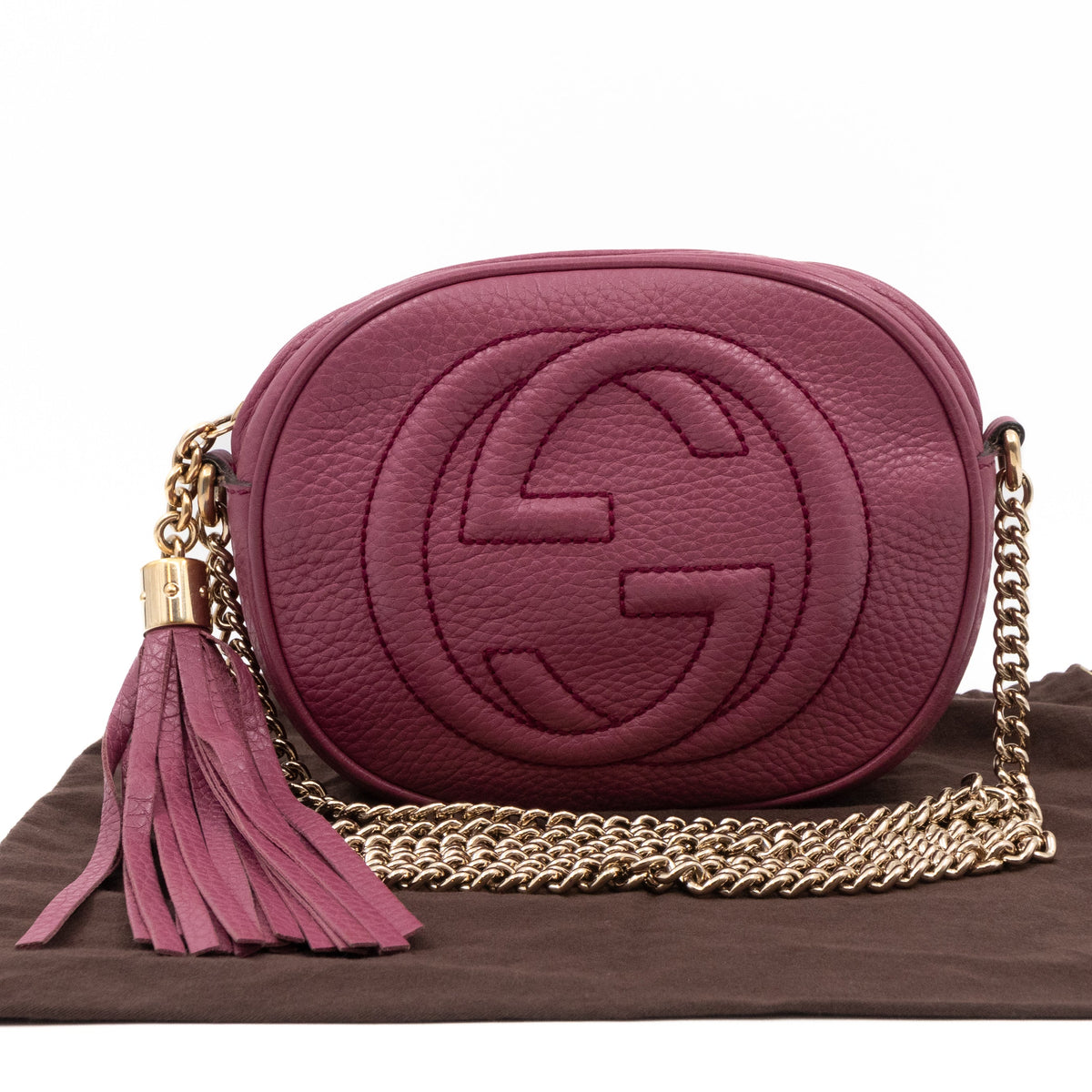 Mini Soho Chain Tassel Bag Purple Leather Gold