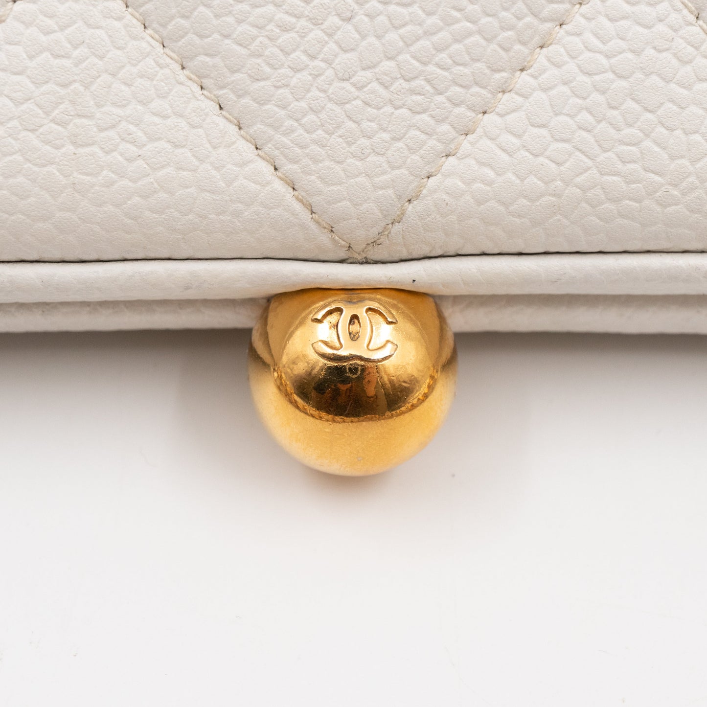 Vintage Frame Bag White Caviar Leather