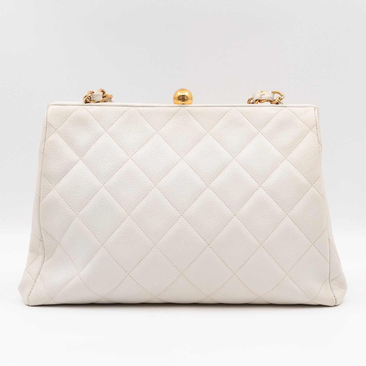 Vintage Frame Bag White Caviar Leather