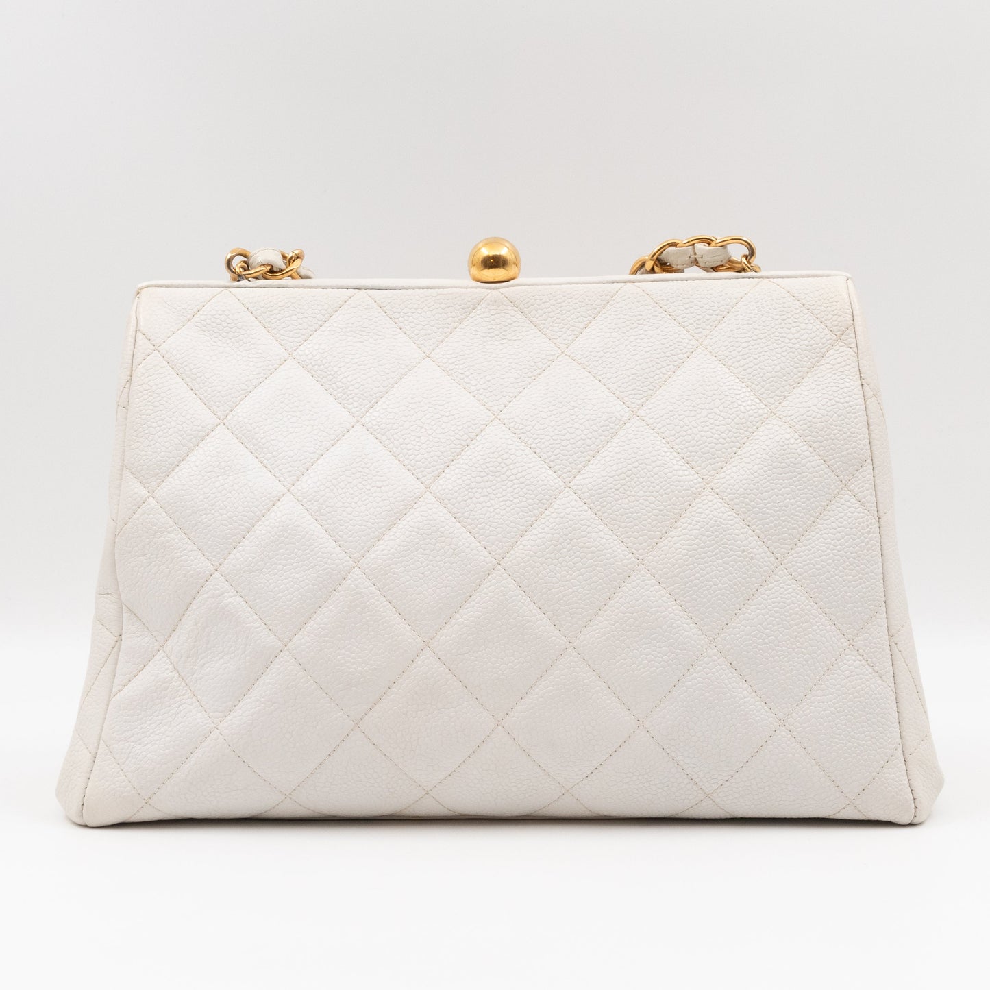 Vintage Frame Bag White Caviar Leather