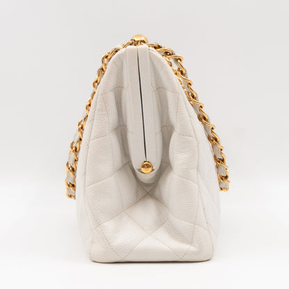 Vintage Frame Bag White Caviar Leather