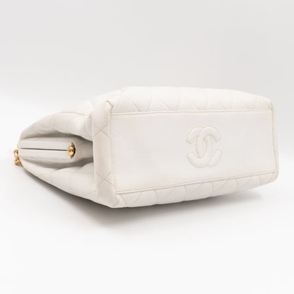 Vintage Frame Bag White Caviar Leather