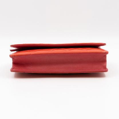 Classic Wallet on Chain Coral Pink Patent Leather