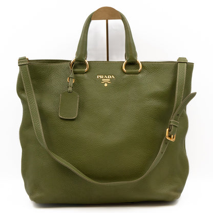 Shopping Tote Green Leather