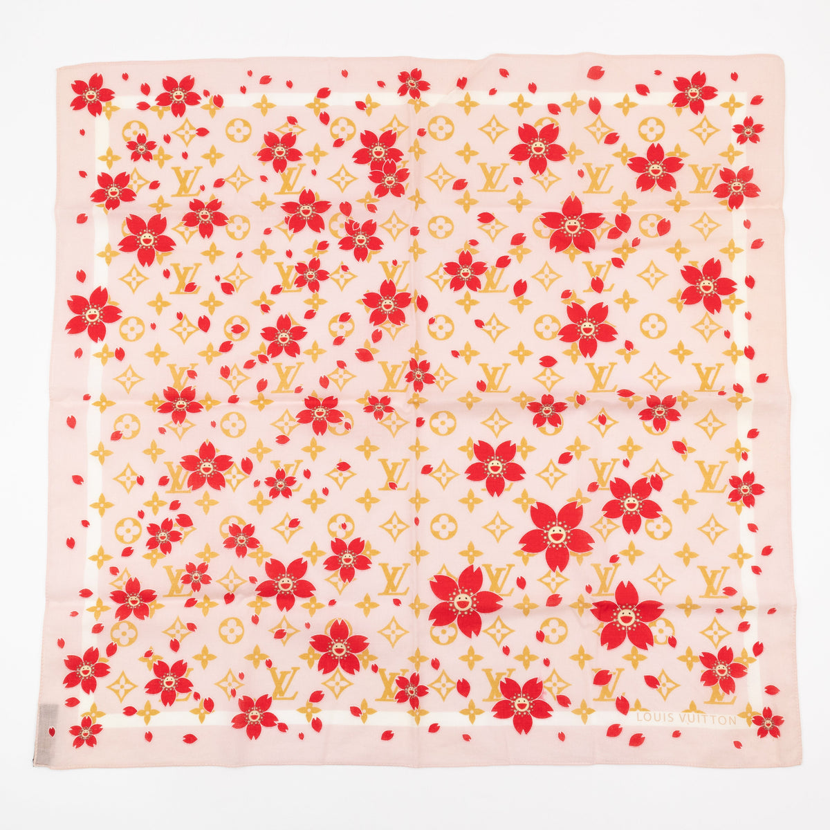 Cherry Blossom Cotton Monogram Pink Scarf