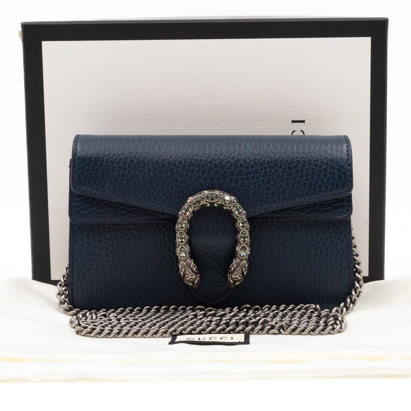 Dionysus Super Mini Dark Blue Leather
