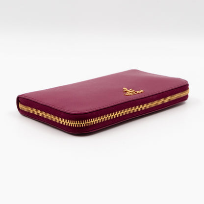 Zip Around Wallet Saffiano Ametista Metal Leather