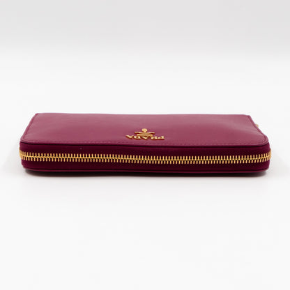 Zip Around Wallet Saffiano Ametista Metal Leather