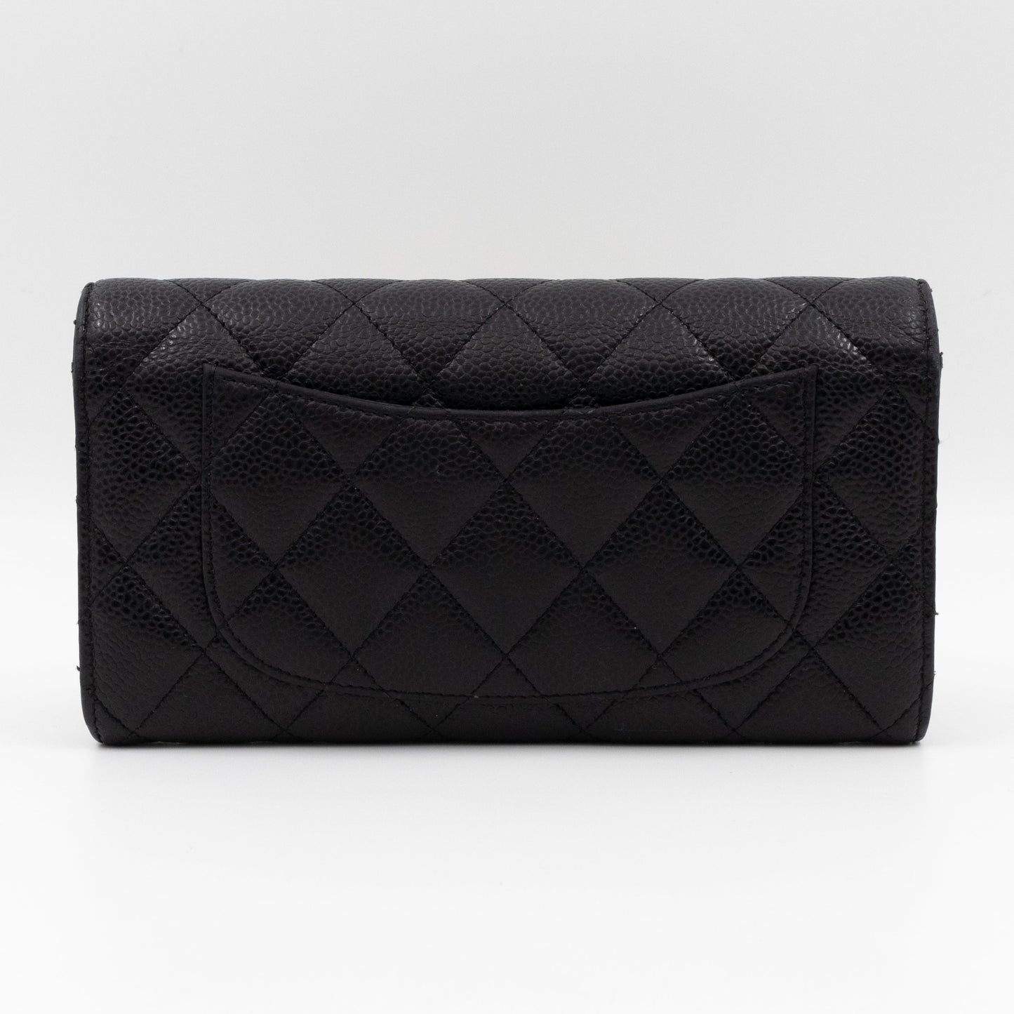 Classic Flap Long Wallet Black Caviar Gold