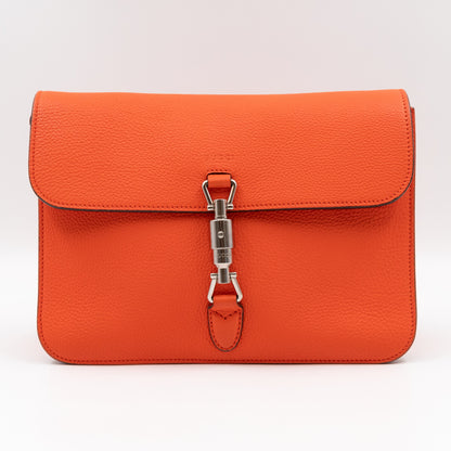 Jackie Soft Flap Bag Orange Leather