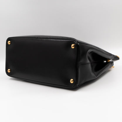 Galleria Large Double Zip Black Saffiano Vernis
